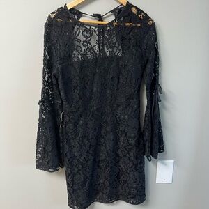 Express Black Sheath Dress with Bell Sleeves